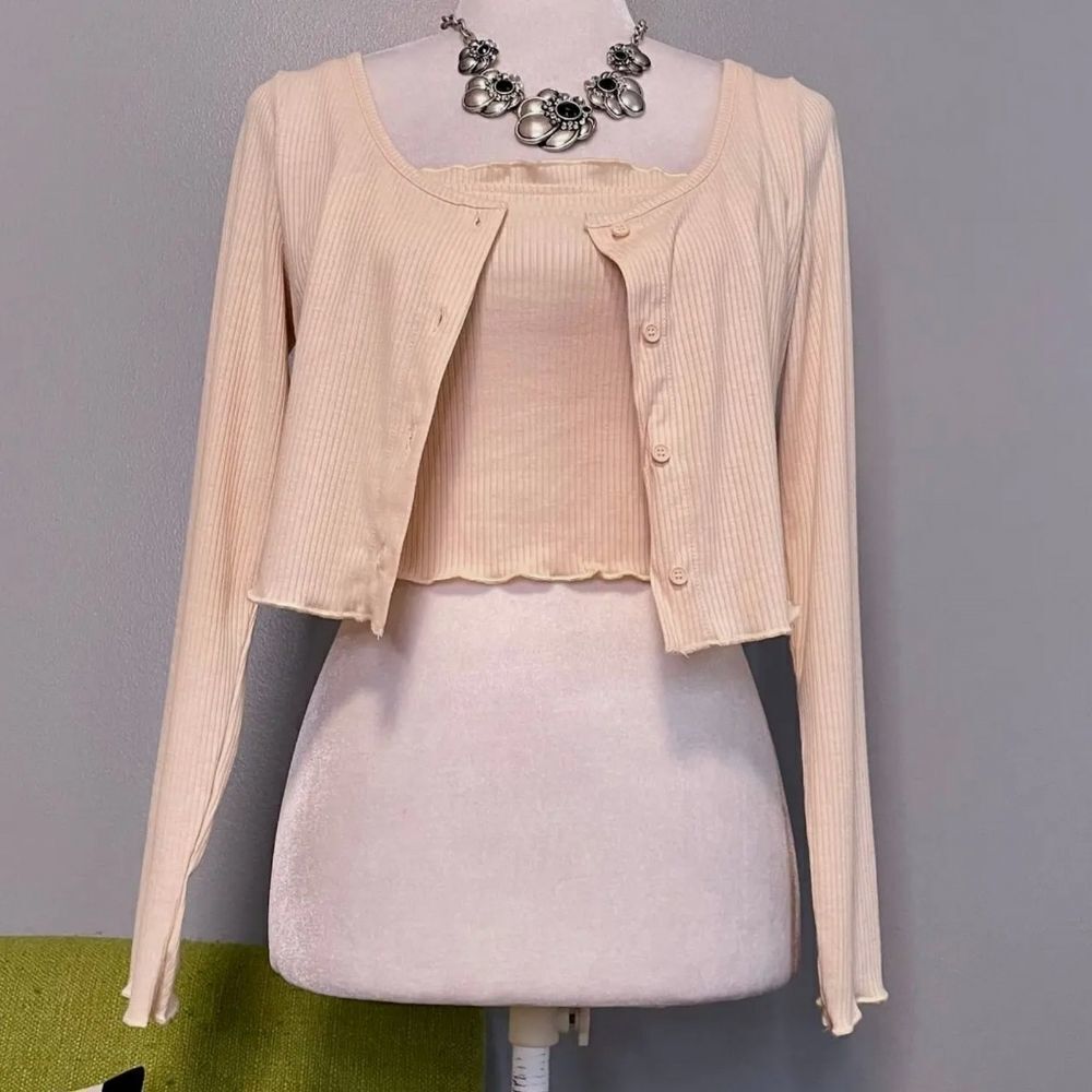 Bp Top Twin SET Tank & Long Sleeve Button Up X-Small - Picture 2 of 6